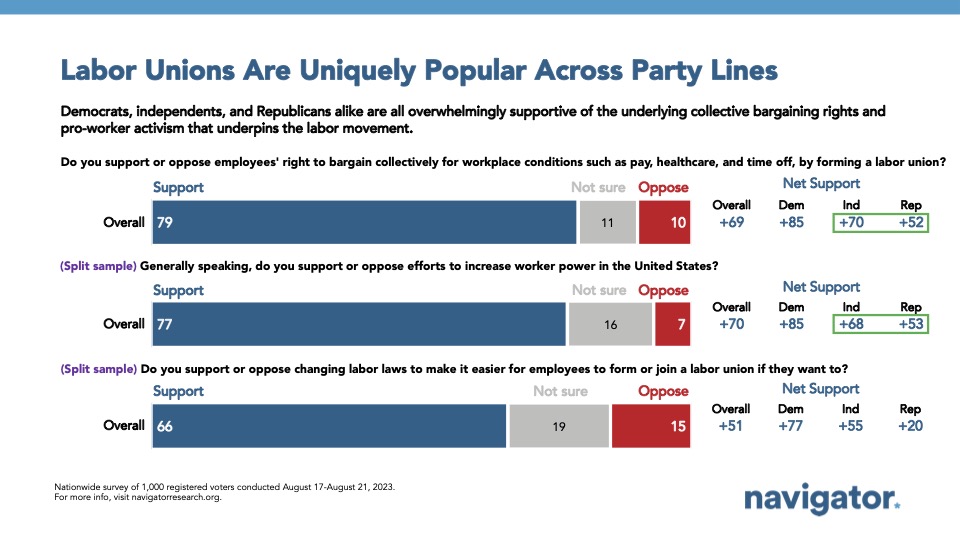 Bar graph of polling data from Navigator Research
